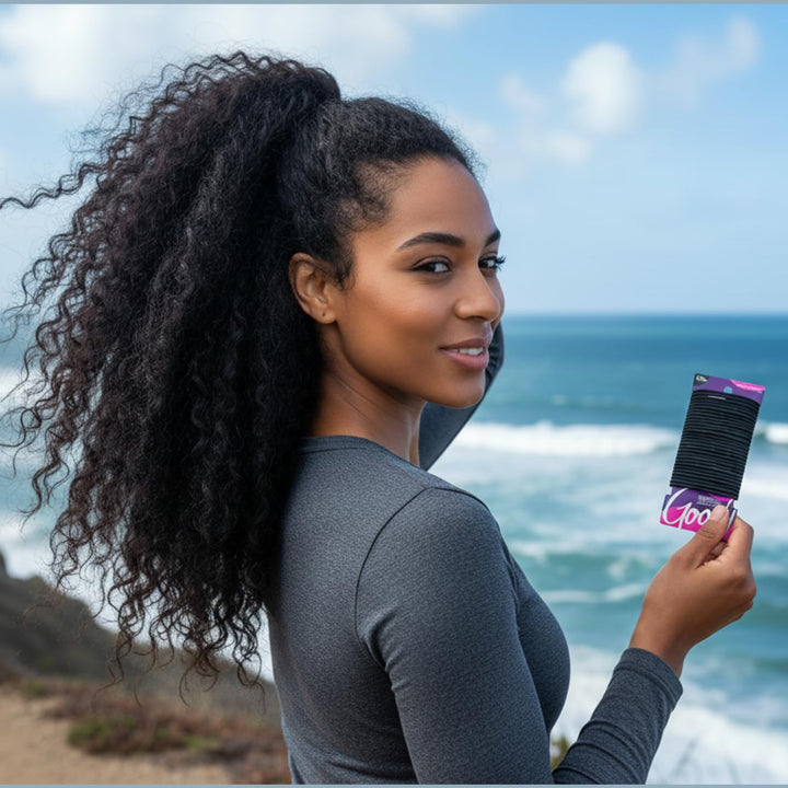 Ouchless Hair Elastics – No Pull, No Breakage, Tangle-Free Hold for Thick, Curly, Coily & Textured Hair – 30 Count, Black, Long-Lasting Ponytail Holders for Women & Men