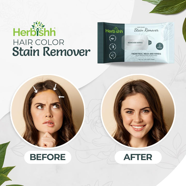 Hair Color Stain Remover Wipes – Gentle Formula for Dye Cleanup – Easy Clean Travel Pack with 5 Skin-Friendly Wipes (Pack of 1)