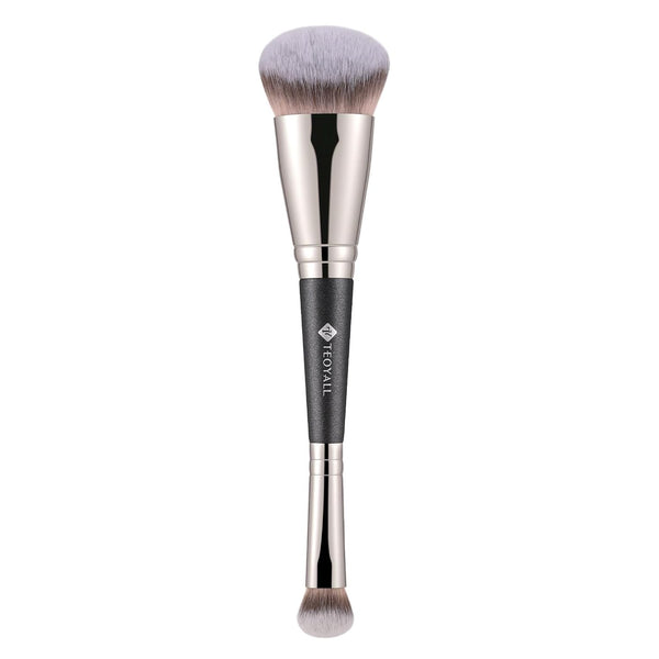 Dual-Ended Foundation under Eye Concealer Brush, Sloped Angled Contour Synthetic Bristles for Liquid Cream Powder