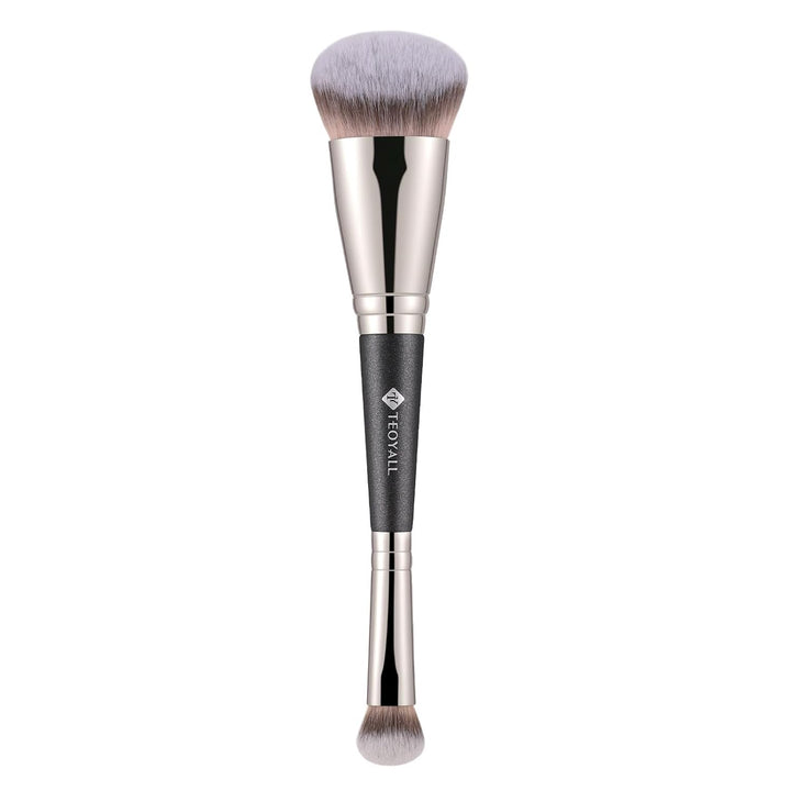 Dual-Ended Foundation under Eye Concealer Brush, Sloped Angled Contour Synthetic Bristles for Liquid Cream Powder