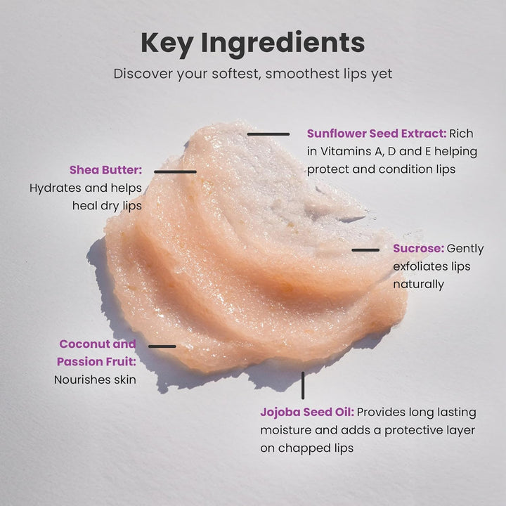 - Lip Exfoliator Scrub & Moisturizer - Sugar Scrubs for Soft Smooth Lips, Overnight Hydration, Brighten Dark Lips - Stocking Stuffer Gifts for Women - Coconut Passion Fruit Flavor- 20G/0.7Oz