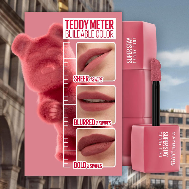 Super Stay Teddy Lip Tint, Long Lasting Matte Lipstick for up to 12HR Wear, Kneehigh, 1 Count
