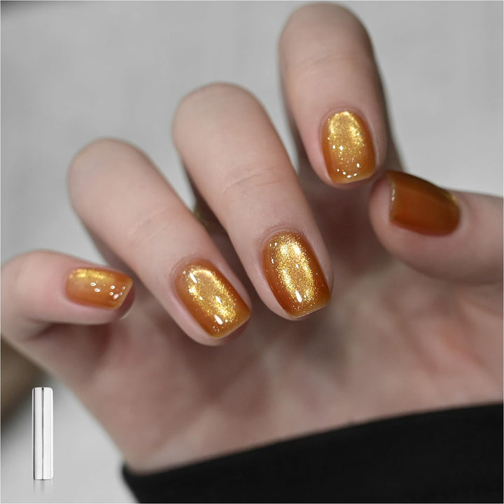 Red Cat Eye Gel Nail Polish, 16Ml Glitter Holographic Nail Polish with Magnet, Reflective Translucent UV Gel, 2907 Ruby Twilight