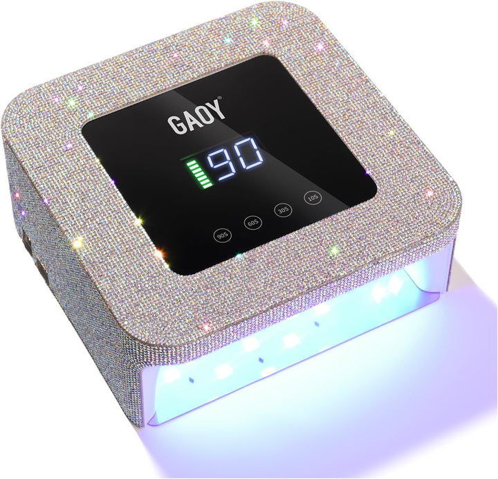 Cordless UV LED Nail Lamp for Gel Nails, Rechargeable UV Light, Professional Nail Dryer with 4 Timers, Automatic Sensor and Sensitive Mode for Fast Curing, White