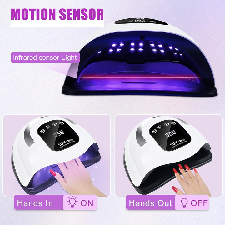 320W UV LED Nail Lamp, Nail Dryer for Gel Polish with 72Pcs Lamp Beads and Automatic Sensor/4 Timer Setting Professional Nail Art Tools