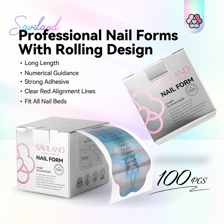 Long Length Reusable Nail Forms: Super Sticky Duable Poly Gel Nail Forms Sturdy Nail Extension Forms Paper Nail Forms Self-Adhesive Nail Model Stencils for Acrylic Nails Builder Nail Gel