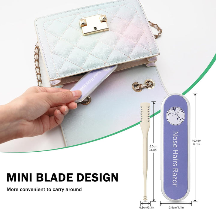 Manual Nose Hair Trimmer (Pack of 4) - Rotating Nasal Hair Razor Cutter with Ear Picker for Women and Men - Portable Nostril Hair Remover Tools
