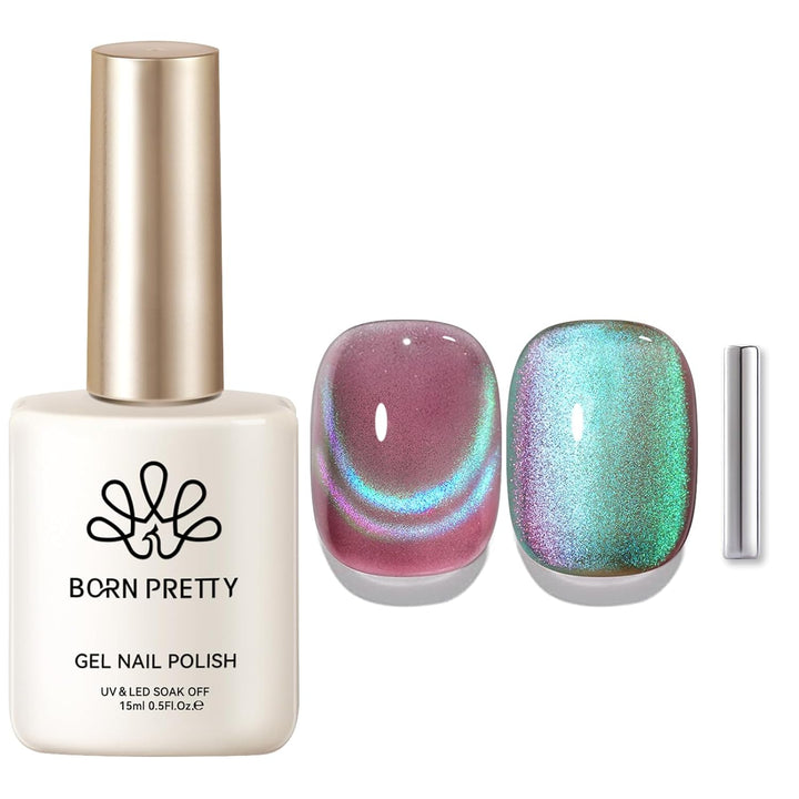 9D Cat Magnetic Eye Gel Nail Polish Holographic Rainbow Gel Polish Blue Purple Soak off U V LED Gel Polish Nail Art Design Manicure Salon DIY Home 15ML