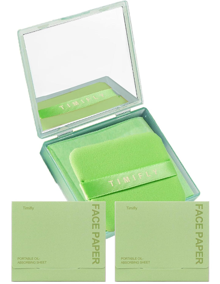 Oil Blotting Paper - 300 Sheets W/Mirror, Puff & Refills, Absorbs Excess Face Oil, Controls Shine, Gentle for Makeup Use