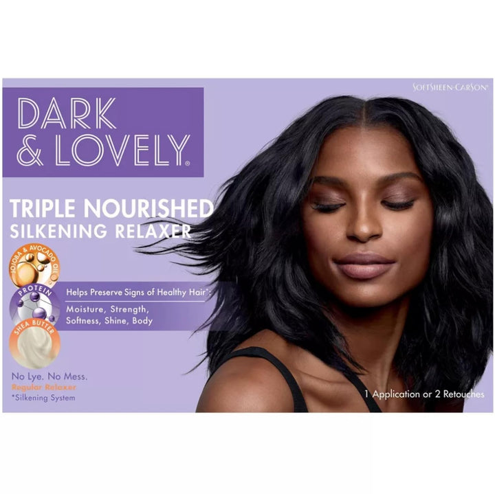 -Carson Dark and Lovely Triple Nourished Silkening Relaxer No-Lye Regular Strength with Shea Butter, Jojoba and Avocado Oils, Regular