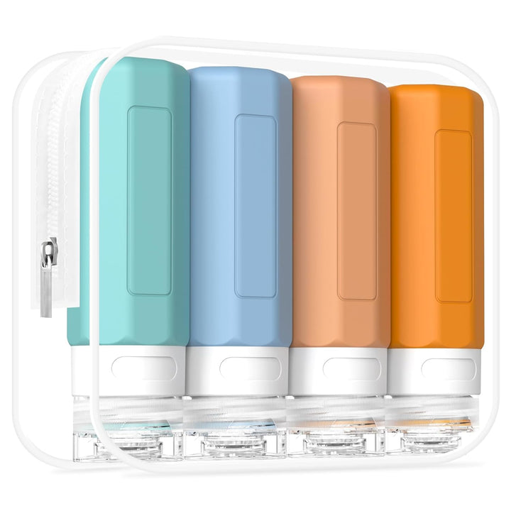 Travel Bottles for Toiletries, Tsa Approved 3Oz Travel Size Containers, Leak Proof Silicone Squeezable Containers for Toiletries, BPA Free Refillable Essentials for Shampoo Conditioner Gray