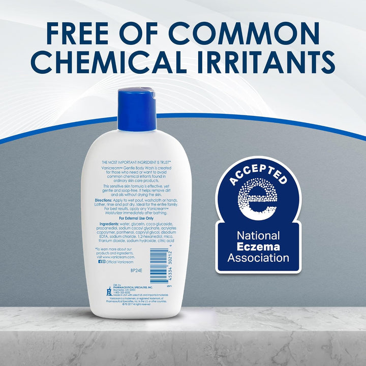 Gentle Body Wash, 12 Fl Oz, Formulated without Common Irritants for Sensitive Skin, Gentle Cleanse and Moisture, Removes Dirt & Oils, Non-Drying, Ph-Balanced Shower Gel