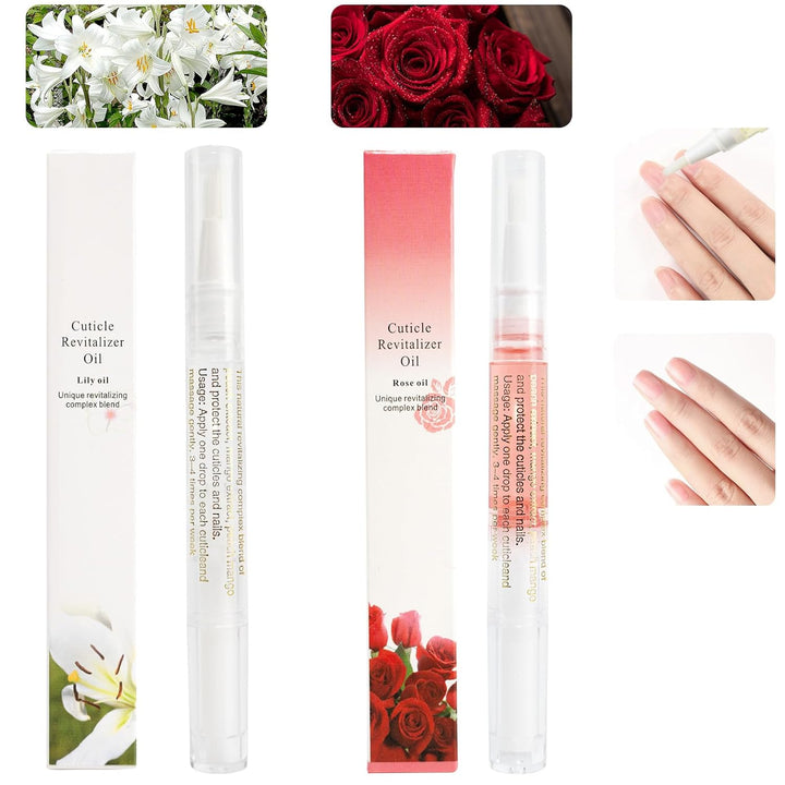 2PCS Cuticle Oil Pens for Nail Care,Cuticle Revitalizer Oil Pen with Soft Brush,Cuticle Oil to Prevent Nail Cracking and Dry (Peach & Strawberry Flavor)