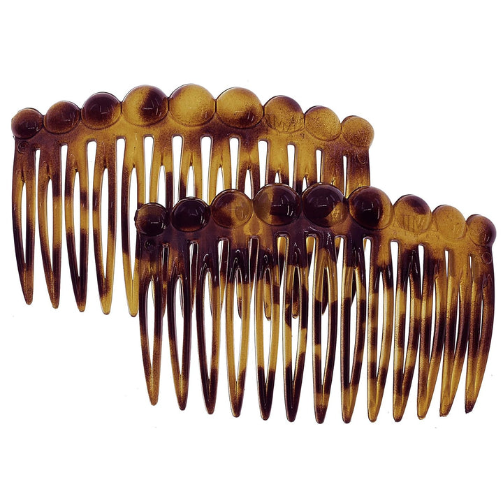 Paris CP33/2 French Hair Side Comb Small Tortoise Shell French Twist Hair Combs Decorative, Strong Hold Hair Clips for Women Bun Chignon Up-Do Styling Girls Hair Accessories, Made in France