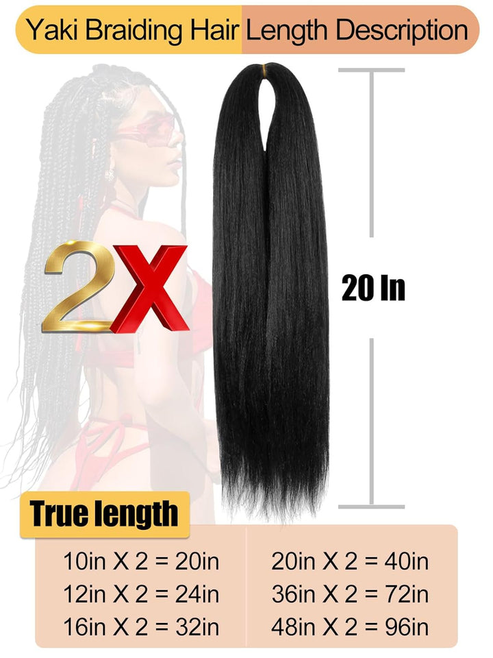 Purple Braiding Hair 20 Inch Pre Stretched Hair Long Straight Crochet Braids Yaki Texture Synthetic Fiber 4 Packs (Dark Purple)