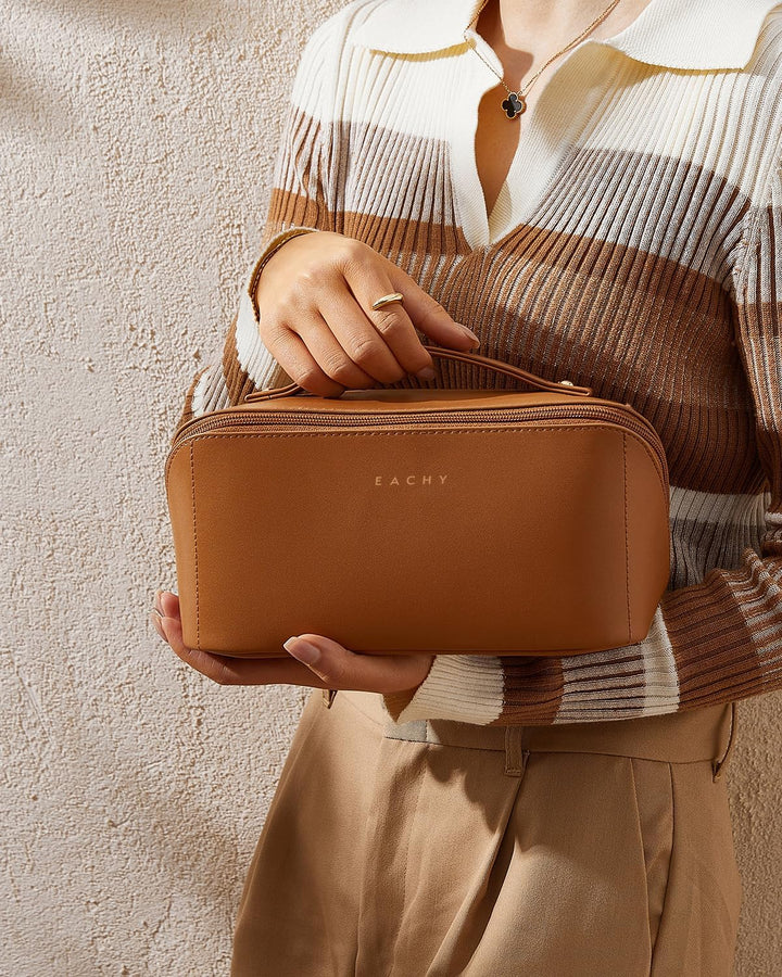 Travel Makeup Bag,Large Capacity Cosmetic Bags for Women,Waterproof Portable Pouch Open Flat Toiletry Bag Pattern Makeup Bag