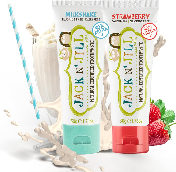 Natural Toothpaste for Kids - Fluoride Free Toothpaste, Safe to Swallow, 40% Xylitol, BPA Free - 1.76 Oz (Variety Pack of 5)