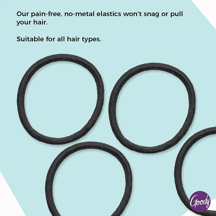 Ouchless Hair Elastics – No Pull, No Breakage, Tangle-Free Hold for Thick, Curly, Coily & Textured Hair – 30 Count, Black, Long-Lasting Ponytail Holders for Women & Men