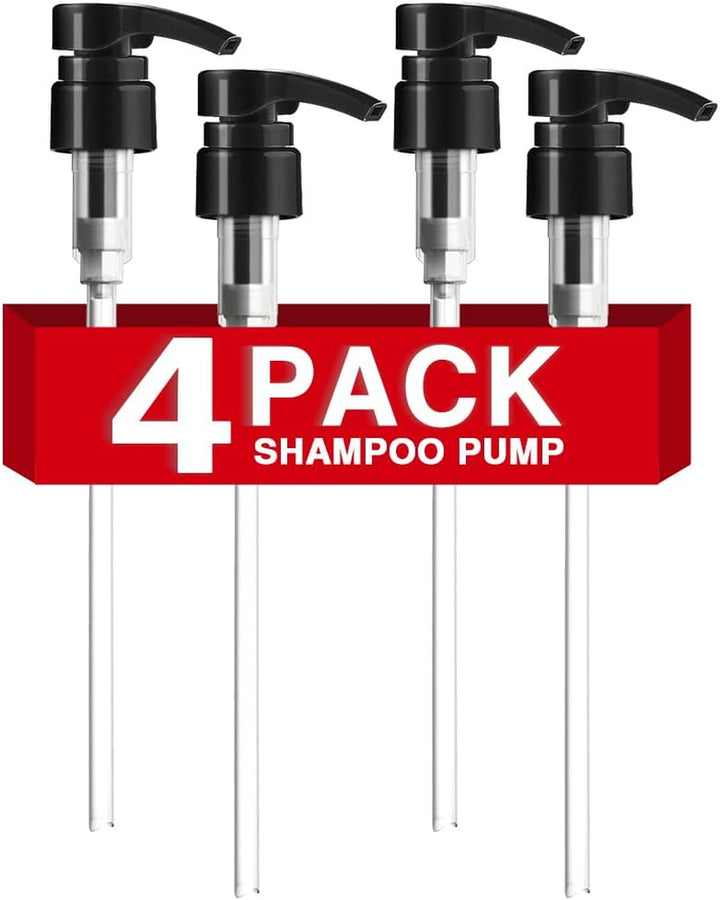 4-Pack Shampoo Pump for Liter 33.8 Oz Shampoo and Conditioner Pump Dispenser Fits Most Salon Bottles with 1-Inch Wide Opening, Black & White Replacement Pump Top for Soft Hair Product,Body Wash,Lotion