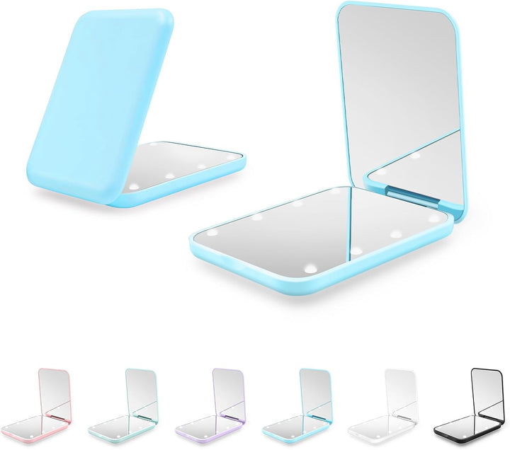 Compact Mirror, 1X/3X Magnification LED Pocket Mirror with Nternal Biattery, Mini Mirror for Purse, Pocket,Travel and Present (Pink)