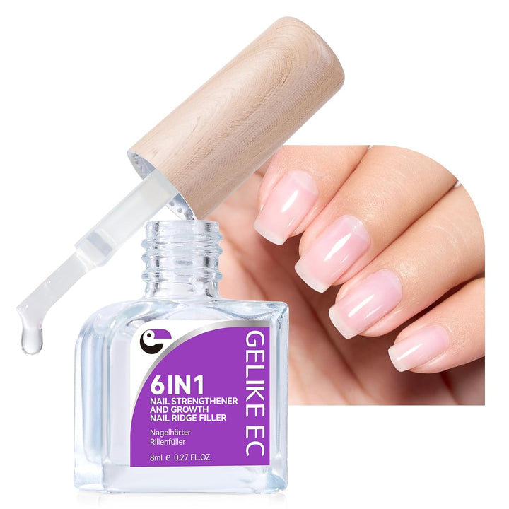 Nail Growth Strengthener for Woman: Nude Blush 6 in 1 Natural Nail Hardener Extra Strong and Growth - Nail Polish Hardener for Weak and Damaged Nails