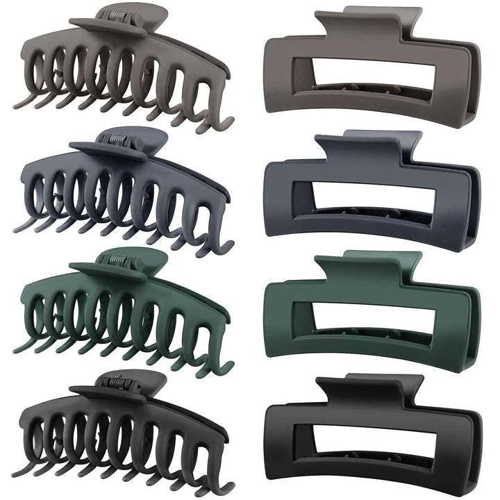 8 Pack Big Hair Claw Clips for Women Large Claw Clip for Thin Thick Curly Hair 90'S Strong Hold 4.33 Inch Nonslip Matte Jumbo Hair Clips (8 Pcs)