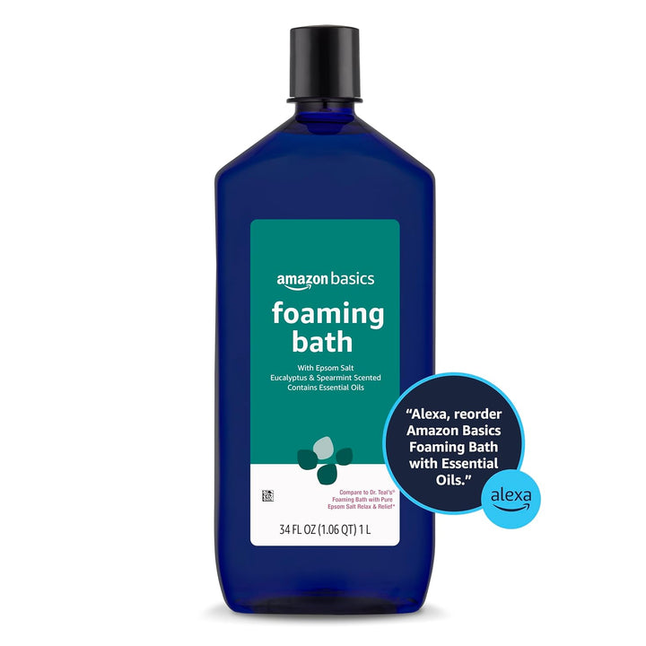 Eucalyptus & Spearmint Scented Foaming Bath with Essential Oils, 34 Fl Oz (Pack of 1) (Previously Solimo)