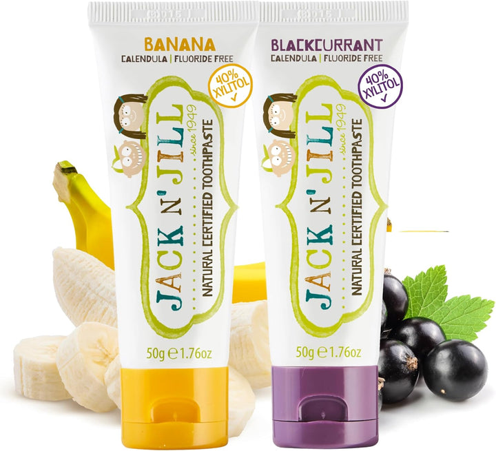 Natural Toothpaste for Kids - Fluoride Free Toothpaste, Safe to Swallow, 40% Xylitol, BPA Free - 1.76 Oz (Variety Pack of 5)