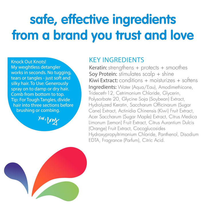 Detangler & Leave in Conditioner Spray - Hair Detangler Spray for Kids - Paraben-Free Leave in Hair Conditioner & Detangling Spray for Frizzy Hair (8 Fl Oz)