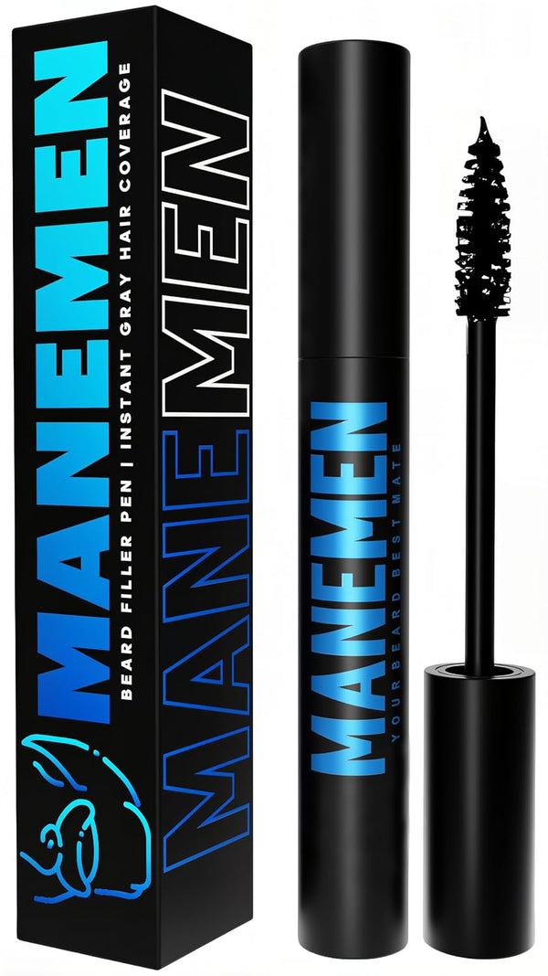 Beard Filler Pen for Men. Instant Gray Hair Coverage. Easy to Use Temporary Color for Beard, Mustache and Eyebrows. All Day Natural Finish - 2-In-1 Formula. up to 40 Applications (BLACK)