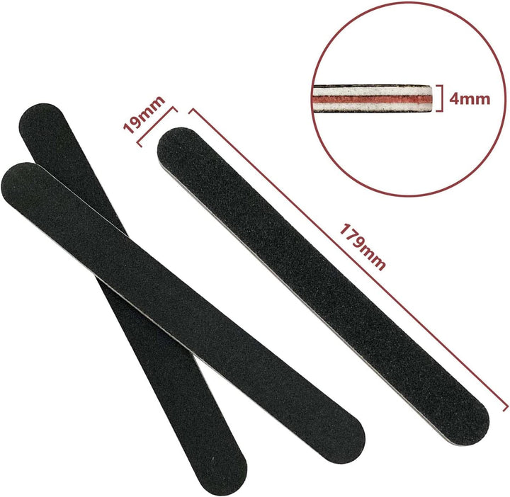 20 Pack 100/180 Grit Nail Files, Black Professional Reusable Emery Boards Nail File, Manicure Tool Suitable for Both Acrylic and Natural Nails