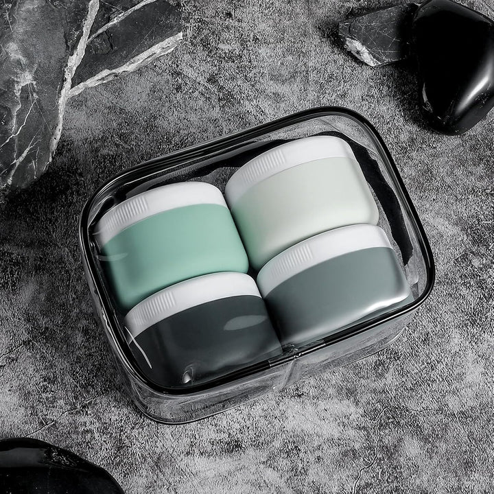 Travel Containers for Toiletries, Silicone Cream Jars Bpa-Free, Leak-Proof 2Oz Travel Size Containers, Portable Size Silicone Jars with Lid for Cosmetic Face Hand Body Cream (4 Pack)