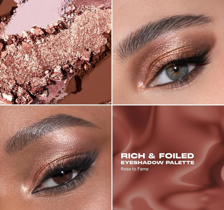 Rich & Foiled Artistry Palette - 9-Pan Metallic Eye Makeup Palette with Luxe Mattes, Shimmers, and Foil-Finishes - Mauve & Pink Colors with Luminous Shine - Rose to Fame (0.35 Oz)