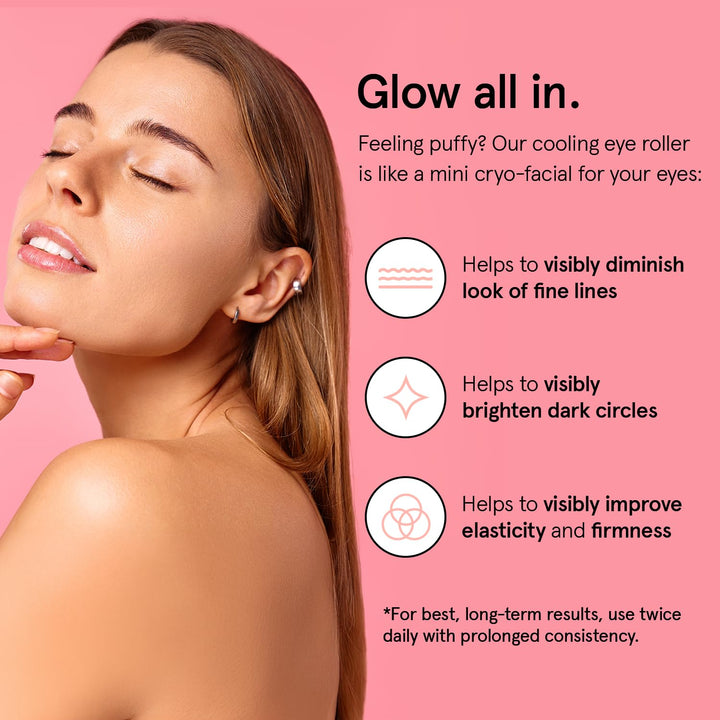 under Eye Brightener Roller - Airplane Travel Essentials - Travel Size Toiletries - Retinol & Caffeine Eye Serum for Puffiness, Dark Circles, Wrinkles - Vegan Skincare (15Ml / 0.51Floz)