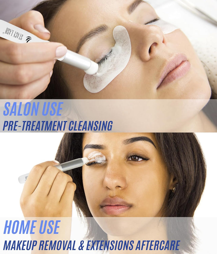 Eyelash Extension Shampoo + Brush / 1.69 Fl.Oz / 50Ml / Eyelid Foaming Cleanser/Wash for Extensions & Natural Lashes/Safe Makeup Remover/Supplies for Professional & Home Use