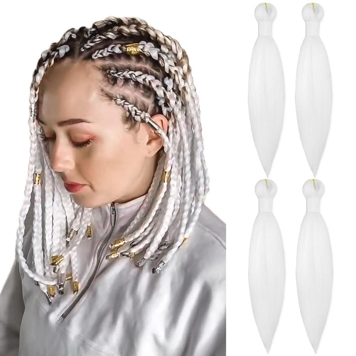 Purple Braiding Hair 20 Inch Pre Stretched Hair Long Straight Crochet Braids Yaki Texture Synthetic Fiber 4 Packs (Dark Purple)