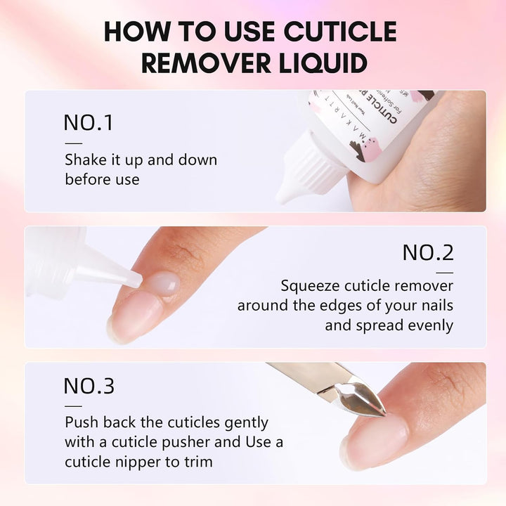 Cuticle Remover Liquid, 50Ml Professional Instant Softener Cream for Dry Cuticles, Salon-Quality Nail Care Dissolver for Manicure & Pedicure Use