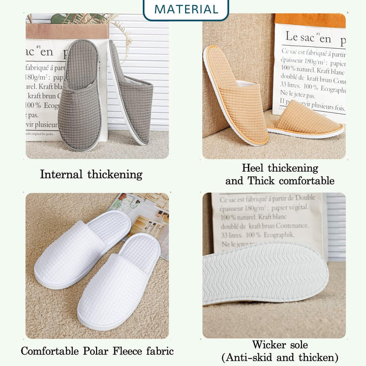 6-10 Pairs Spa Slippers, Non Slip Disposable Slippers for Guest, Washable Reusable, Which Can Be Used as Women Men, House, Indoor, Bathroom, Bedroom, Hotel, Bride Slippers