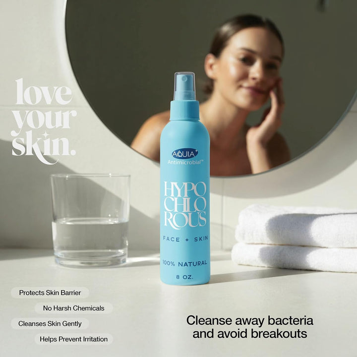 Hypochlorous Acid Spray for Face and Skin | Piercing Aftercare Spray | 8 Oz Hypochlorous Acid Sprays for Face, Skin, Acne, Eczema, Body Acne Sprays, Piercing Aftercare, Facial Wound Solution, Workout