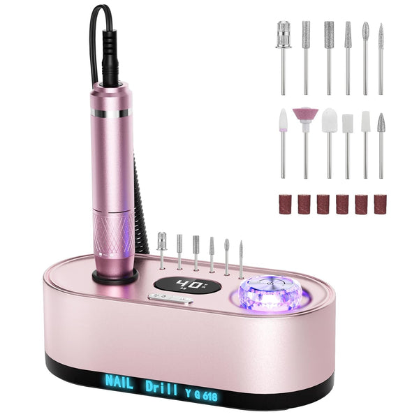 40000RPM Electric Nail File Drill Professional Kit, Drill Machine with LCD Display, Manicure Pedicure Polishing Acrylic Gel Nail Grinder for Salon, Home Use