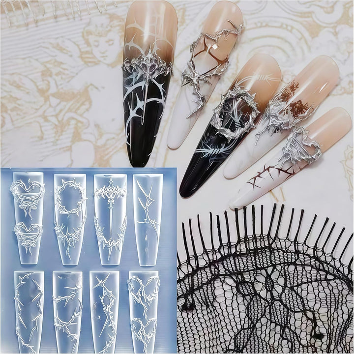 3D Nail Molds Heart, Stars, Starburst Nails Charms Design, Silicone Tool Art Y2K Decoration