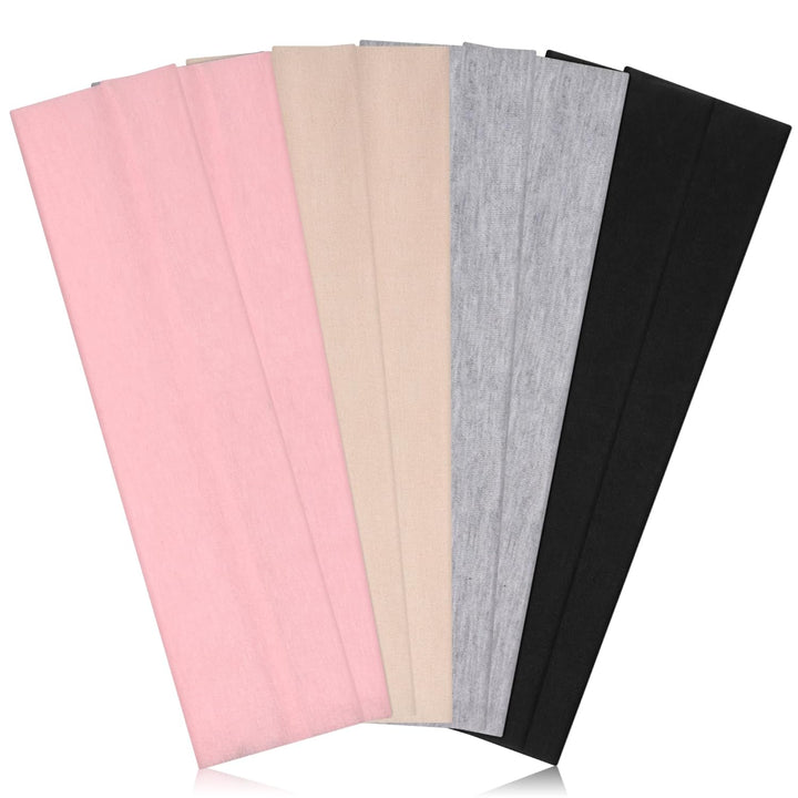 8 Pack Headbands for Women Non Slip - Stylish Sports Hair Bands for Women'S Hair - Soft Cotton Cloth Stretchy Headbands for Women for Yoga, Outdoor Exercise Running