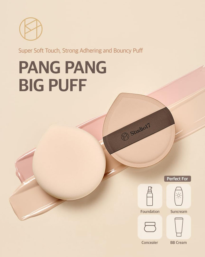 Pang Pang Makeup Powder Puff 1 Pc | Big Makeup Sponge for Foundation | Fluffy Cushion Puff Blender with Latex | Korean Makeup Puff for Foundation and Powder | 2.2In Diamater
