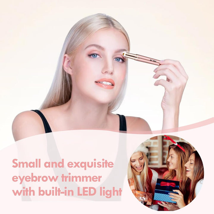Eyebrow Trimmer for Women, Rechargeable Eyebrow Hair Remover, Painless Electric Razor with 2 X Replacement Heads, Eye Brow and Face Epilator Hair Removal (Rose Gold)