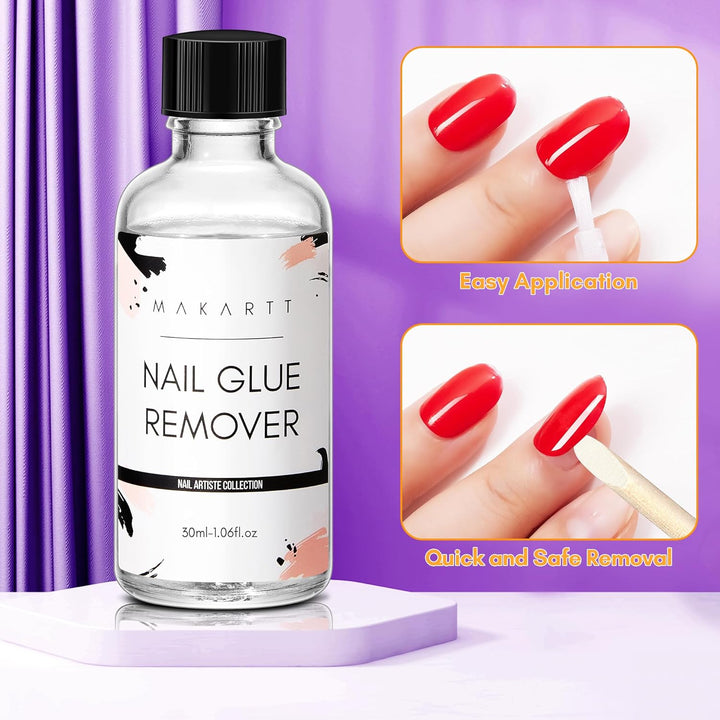Nail Glue Remover for Press on Nails - 30ML Glueoff Easy Removal Versatile Debonder for Glue on Tips, Regular Polish, Quick Glues and Semi-Cured Sticker DIY Manicure Supply
