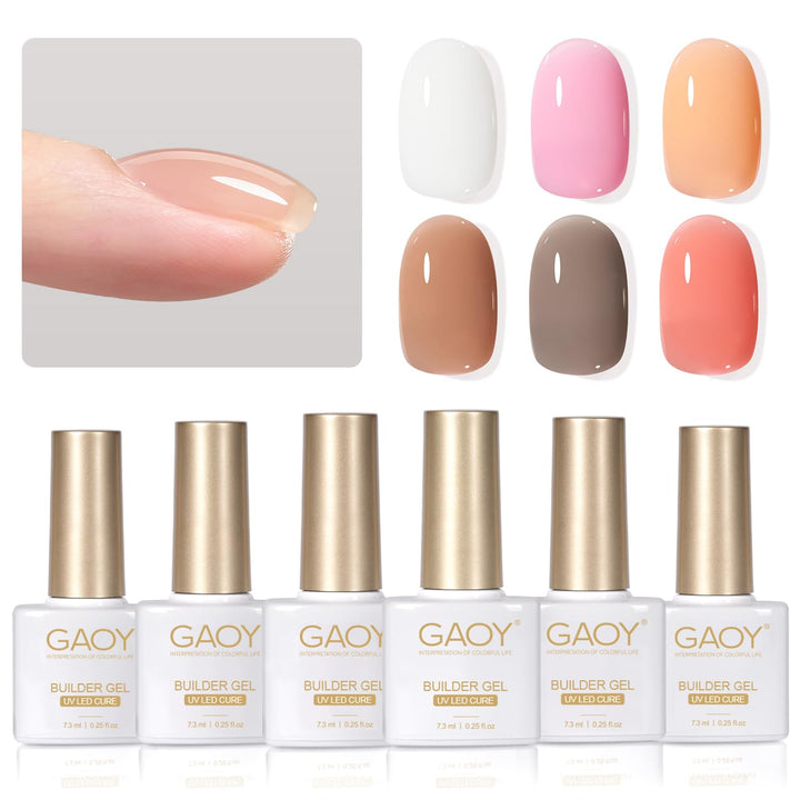 Clear Builder Gel for Nails, 16Ml Nail Strengthener in a Bottle, Nail Extension Hard Gel, Soak off Long Lasting UV Light Cure, Base Coat Top Coat Needed