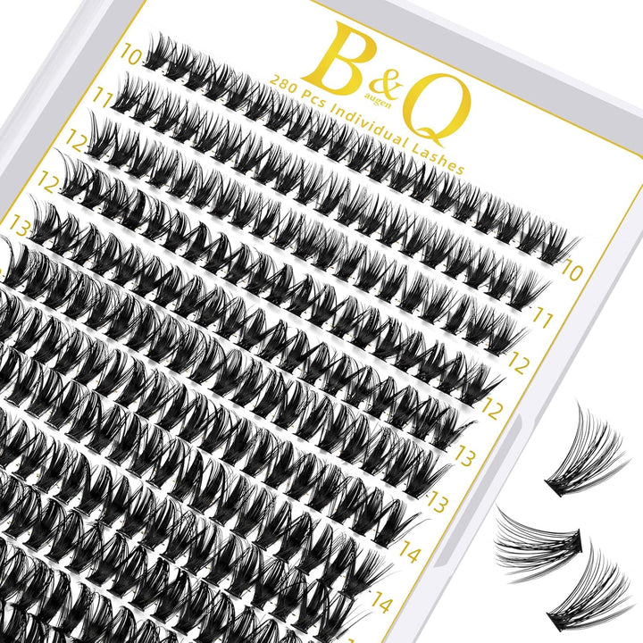 B&Q Lash Clusters Kit 280PCS Eyelash Clusters Kit,30D 40D D 9-16MIX Individual Lash Comfortable Eyelash Extension Set, Classic Look with Bond and Seal Waterproof, Remover DIY at Home(Set,30D+40D)