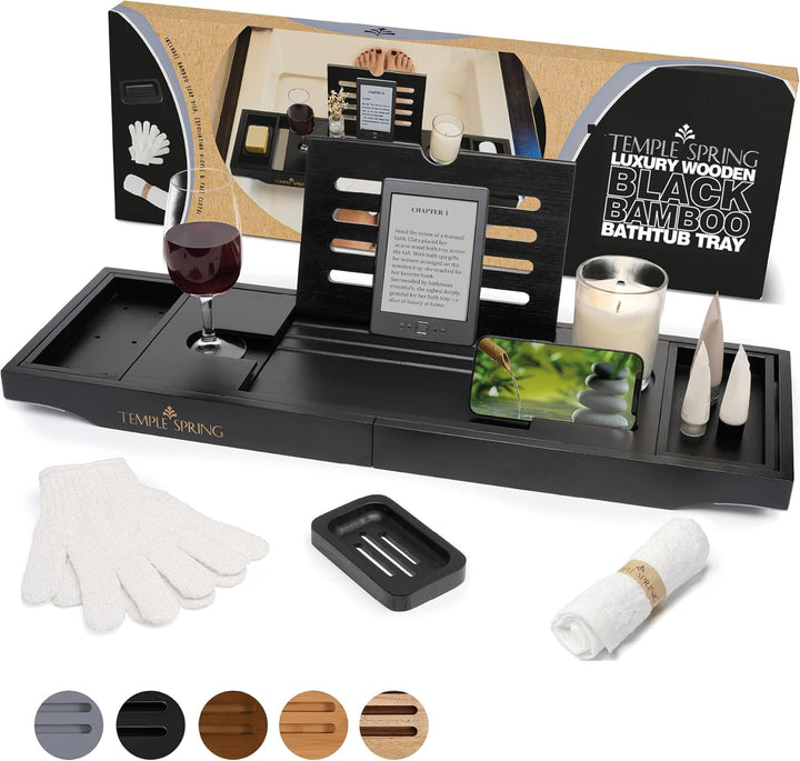 Wooden Bathtub Tray, Bamboo Bathroom Accessories, Bath Tray for Tub, at Home Spa Essentials, Board for Tub Table, Bath Caddy for Bathtub Accessories & Bathroom Essentials – Wood Brown