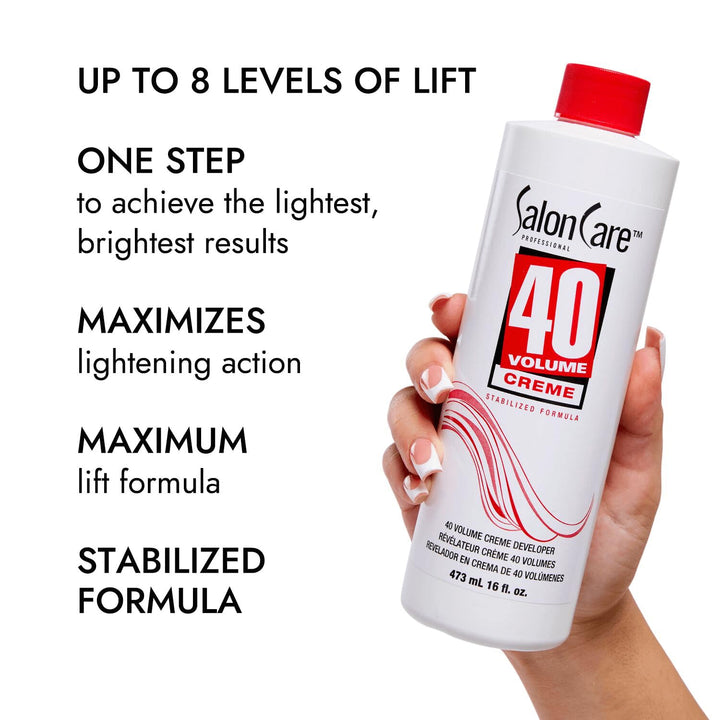 40 Volume Creme Developer, Strong Lift Formula, Easy to Handle Cream Consistency, Can Be Used as a Bleach Booster, 16 Oz