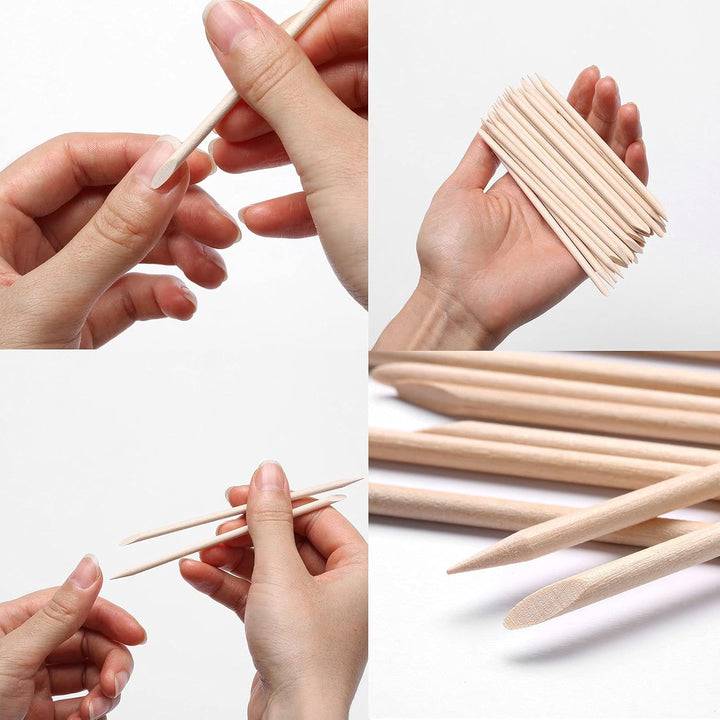 100Pcs Orange Wood Sticks for Nails,  Double Sided Cuticle Pusher Remover Nail Art Manicure Pedicure Tool for Manicure Pedicure